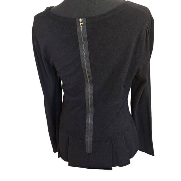 Central Park West Womens Black Long Sleeve Scoop Neck Peplum Top Medium - Picture 4 of 10